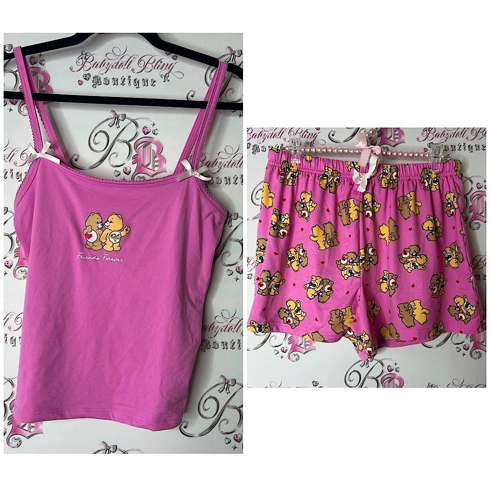 Care Bears set 2 piece tank and shorts Pink Pajama Set with Cartoon Print